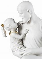 Load image into Gallery viewer, In Daddy's Arms Figurine. Golden & White Luster