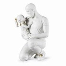 Load image into Gallery viewer, In Daddy's Arms Figurine. Golden & White Luster