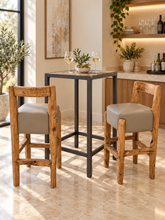 Load image into Gallery viewer, Rustic Bar Table & Two Upholstered Chairs