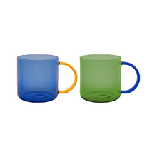 Load image into Gallery viewer, Glass Tumbler 'Fred' Green-Blue, Set of 2