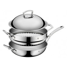 Load image into Gallery viewer, Wok 32cm with metal lid &amp; steam insert

