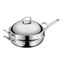 Load image into Gallery viewer, Wok 32cm with metal lid &amp; steam insert
