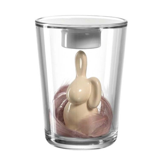 Beige Rabbit Vase with Tea Light 15cm