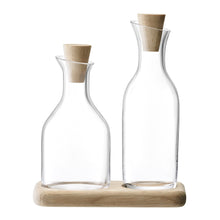 Load image into Gallery viewer, Serve Oil & Vinegar Set & Oak Base 15cm