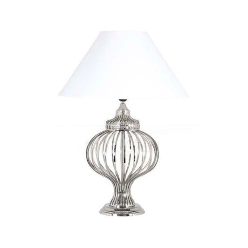 Metal table lamp with abajour