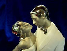 Load image into Gallery viewer, Happy Anniversary Couple Figurine. Silver Lustre
