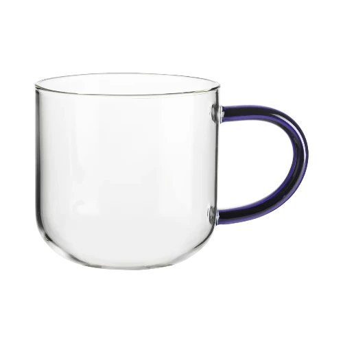 Coppa Glass Mug Blue Handle 0.4 L