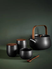 Load image into Gallery viewer, Japandi Tea Jar with Wooden Lid Black 0.3 L
