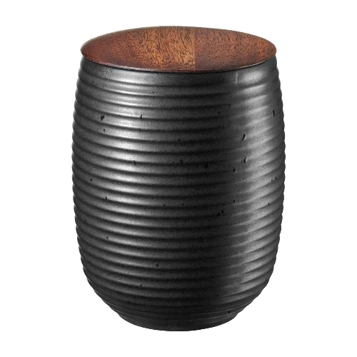 Japandi Tea Jar with Wooden Lid Black 0.3 L