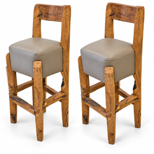 Load image into Gallery viewer, Rustic Bar Table &amp; Two Upholstered Chairs
