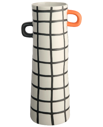 Rayu Vase, Black Checkered H: 28 cm