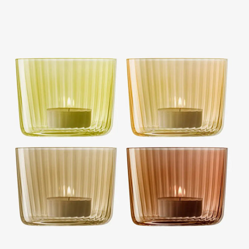 Gems Tealight Holder 6cm Set of 4 Amber