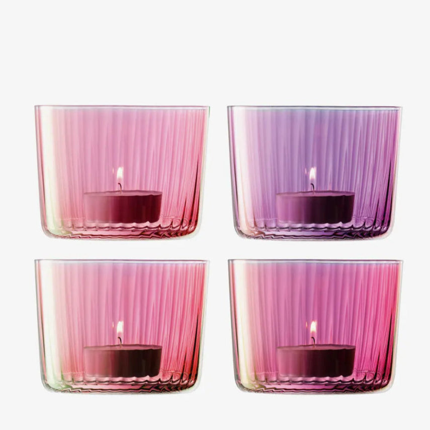 Gems Tealight Holder 6cm Set of 4 Garnet Red