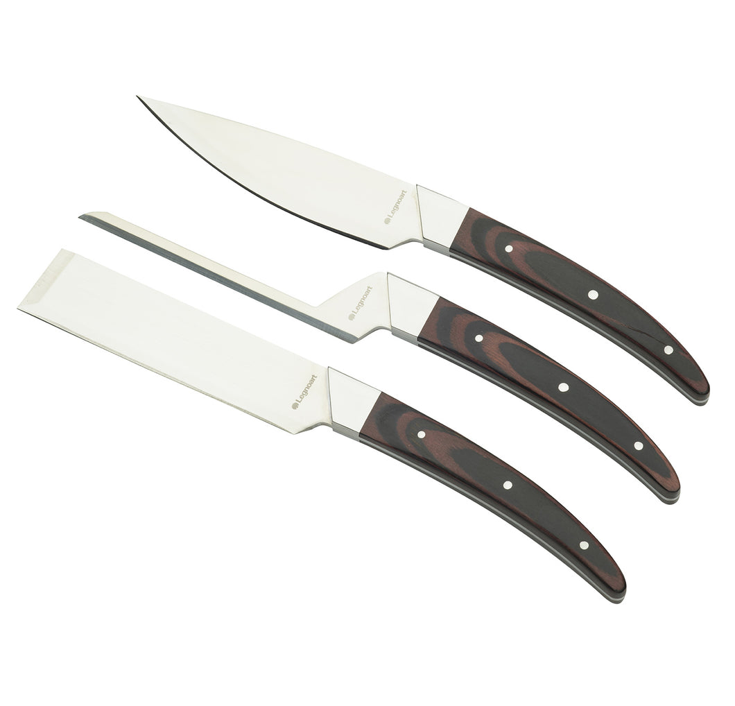 Caseus Cheese Knife Set in Stainless Steel and Dark Wood Handle