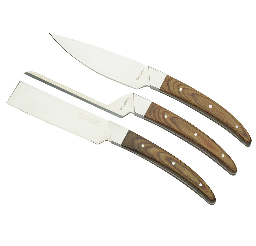 Caseus Cheese Knife Set in Stainless Steel and Light Wood Handle