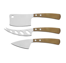Load image into Gallery viewer, Lattevivo Cheese Knife Set in Stainless Steel and Light Wood
