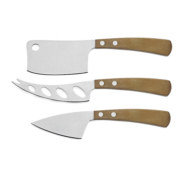 Lattevivo Cheese Knife Set in Stainless Steel and Light Wood