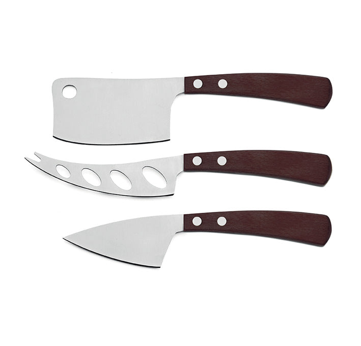 Lattevivo Cheese Knife Set in Stainless Steel and Dark Wood