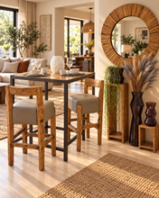 Load image into Gallery viewer, Rustic Bar Table &amp; Two Upholstered Chairs
