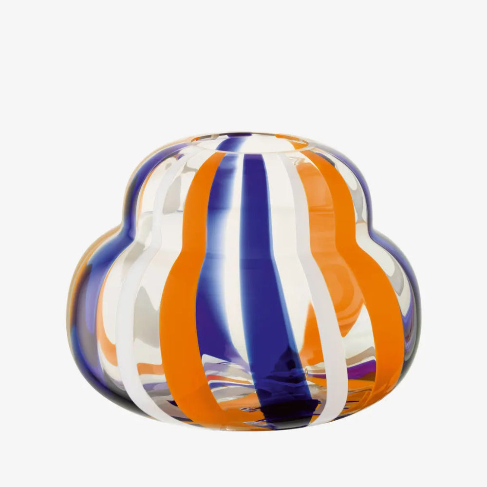 Folk Vase 19cm Blue/Orange/White