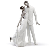 Load image into Gallery viewer, Happy Anniversary Couple Figurine, Silver Lustre
