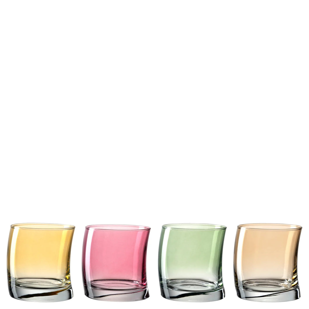 Swing glass set of 4, warm colors