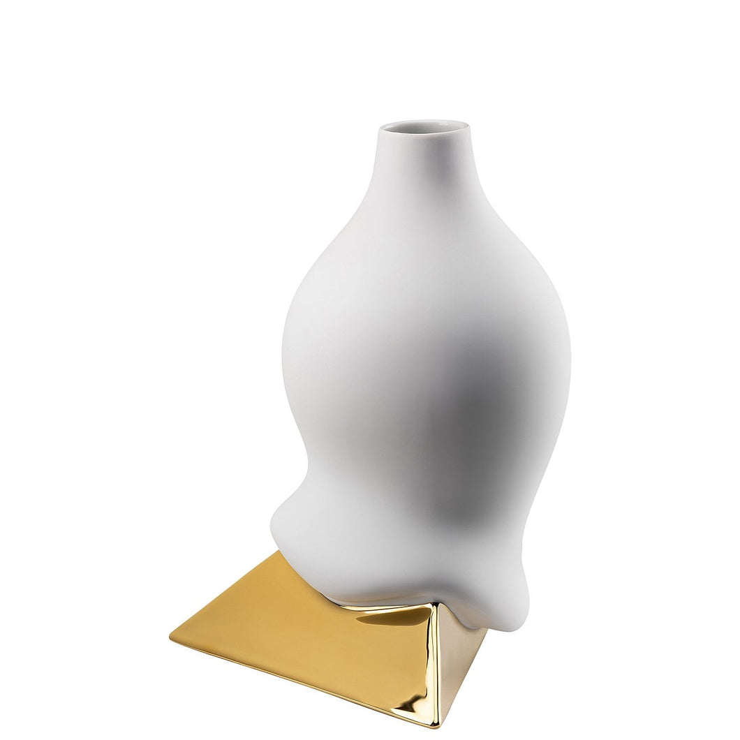 Sirop Vase White matt 28cm with gold base
