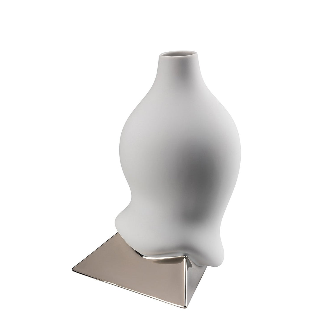 Sirop Vase White matt 28cm with platin base