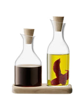 Load image into Gallery viewer, Oil/vinegar set on wooden base
